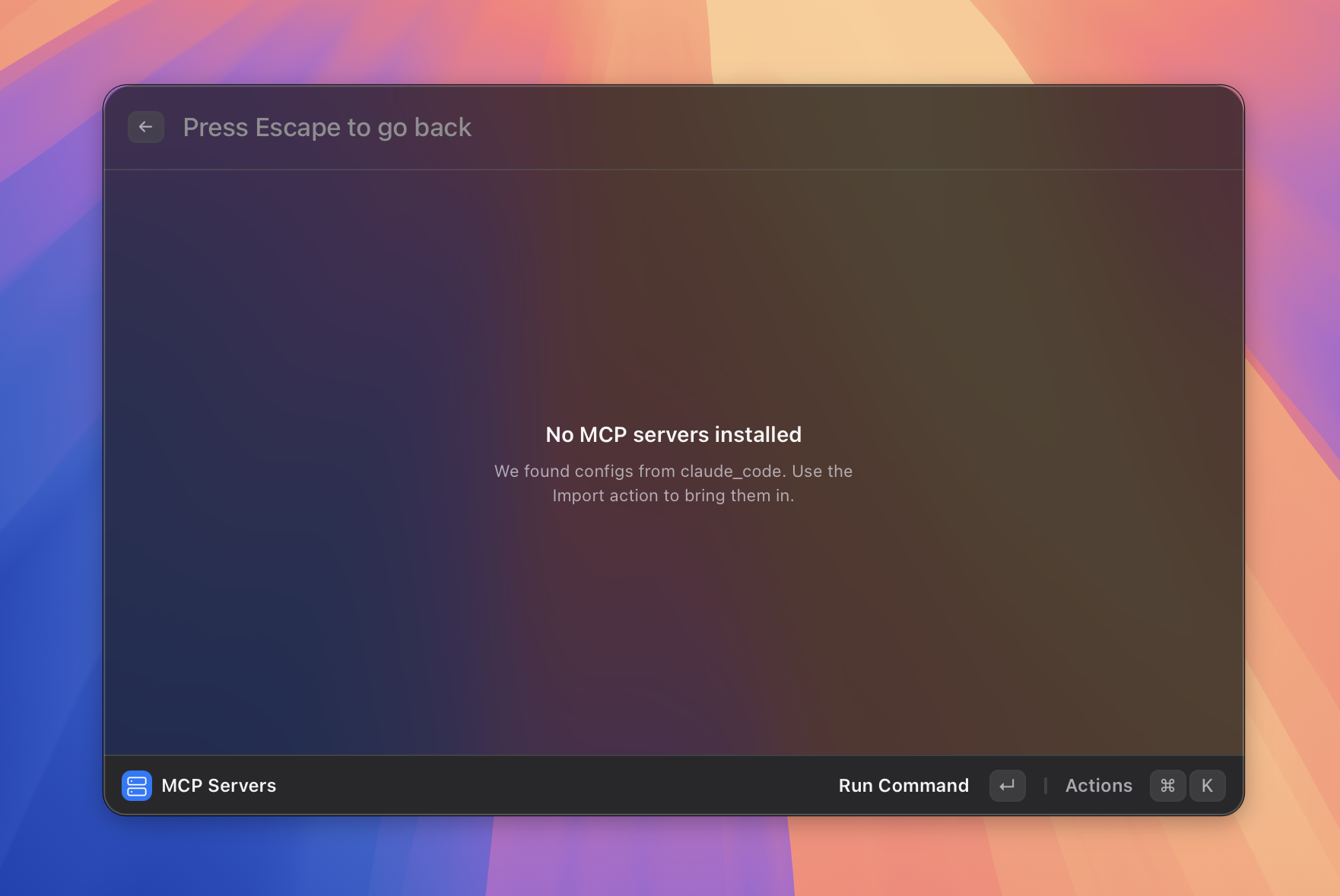 Manage MCP Servers view