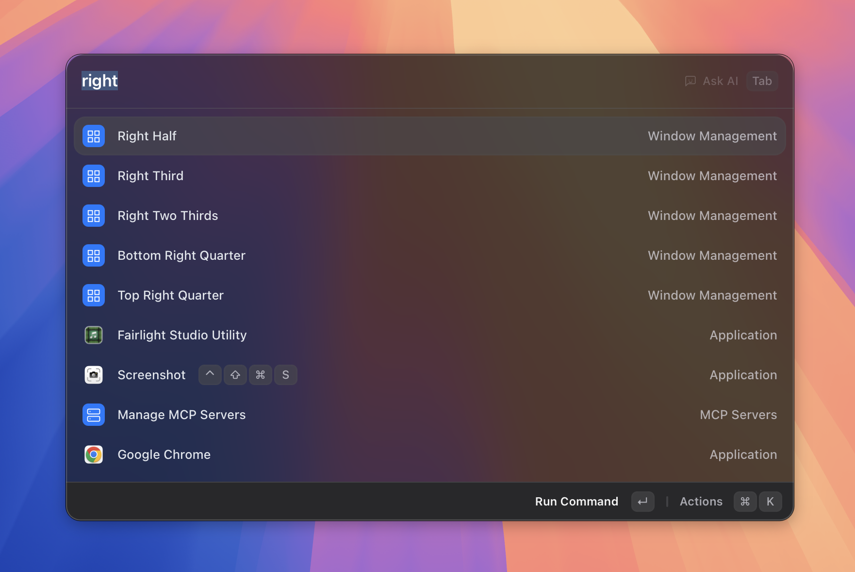 Layout presets list
